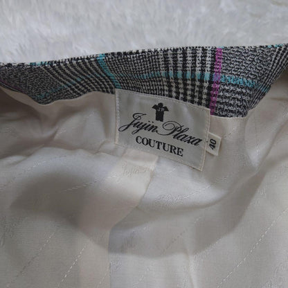 [Good Condition] Fujin Plaza Silk Check Vest Gilet Showa