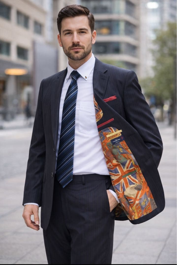 Paul Smith London Suit L Black Zegna Union Jack All Over Pattern