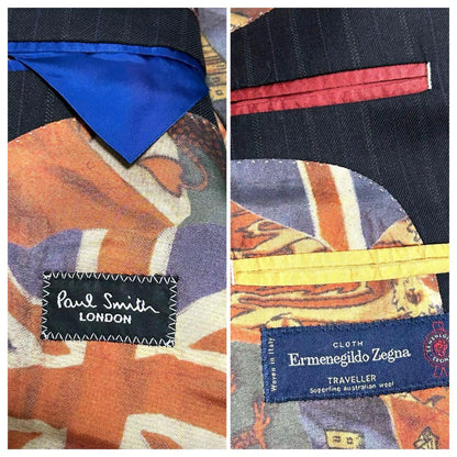 Paul Smith London Suit L Black Zegna Union Jack All Over Pattern