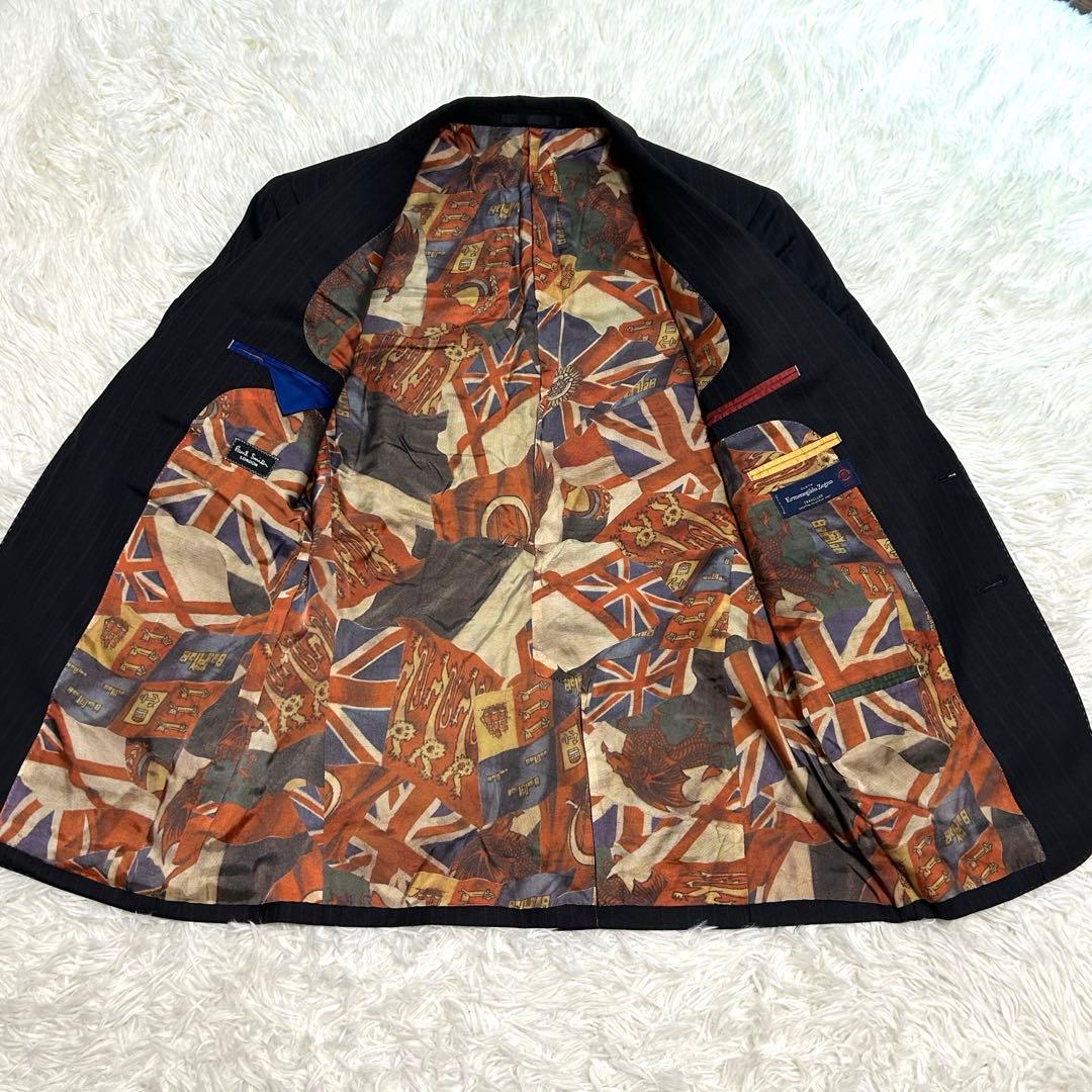 Paul Smith London Suit L Black Zegna Union Jack All Over Pattern