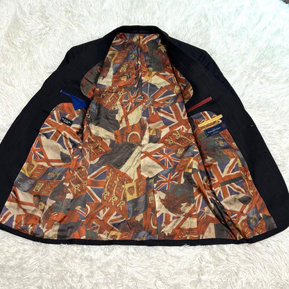 Paul Smith London Suit L Black Zegna Union Jack All Over Pattern