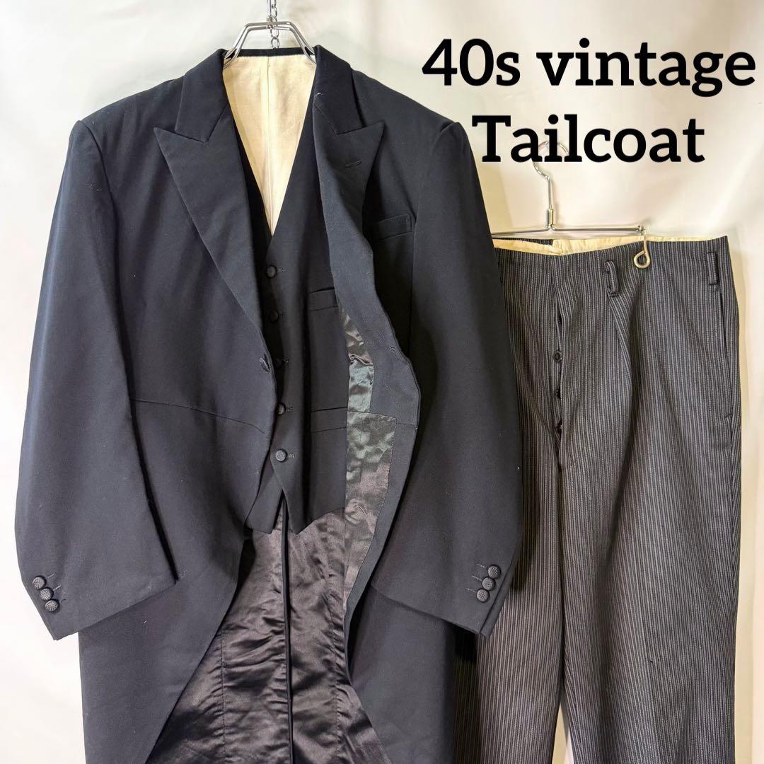 40s vintage button fly needle prick swallowtail mode Tailcoat