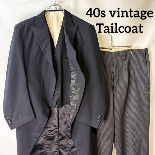 40s vintage button fly needle prick swallowtail mode Tailcoat