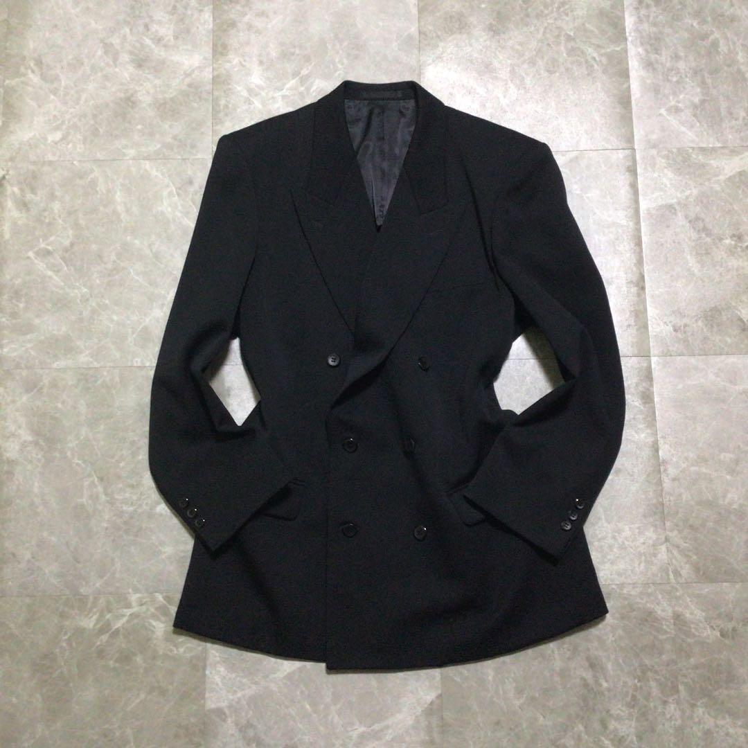 Vintage suit set up black double breasted wool 3B mode