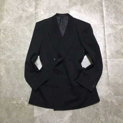 Vintage suit set up black double breasted wool 3B mode