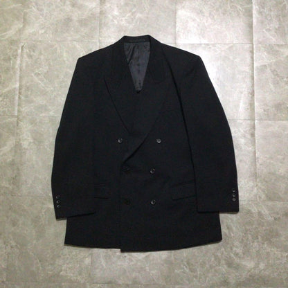 Vintage suit set up black double breasted wool 3B mode
