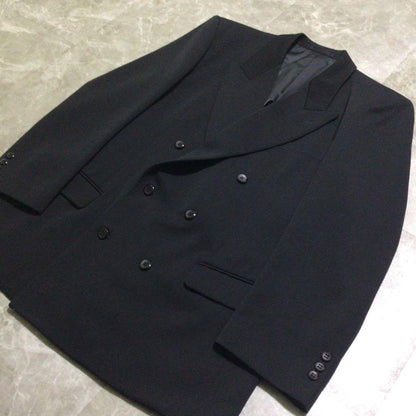 Vintage suit set up black double breasted wool 3B mode