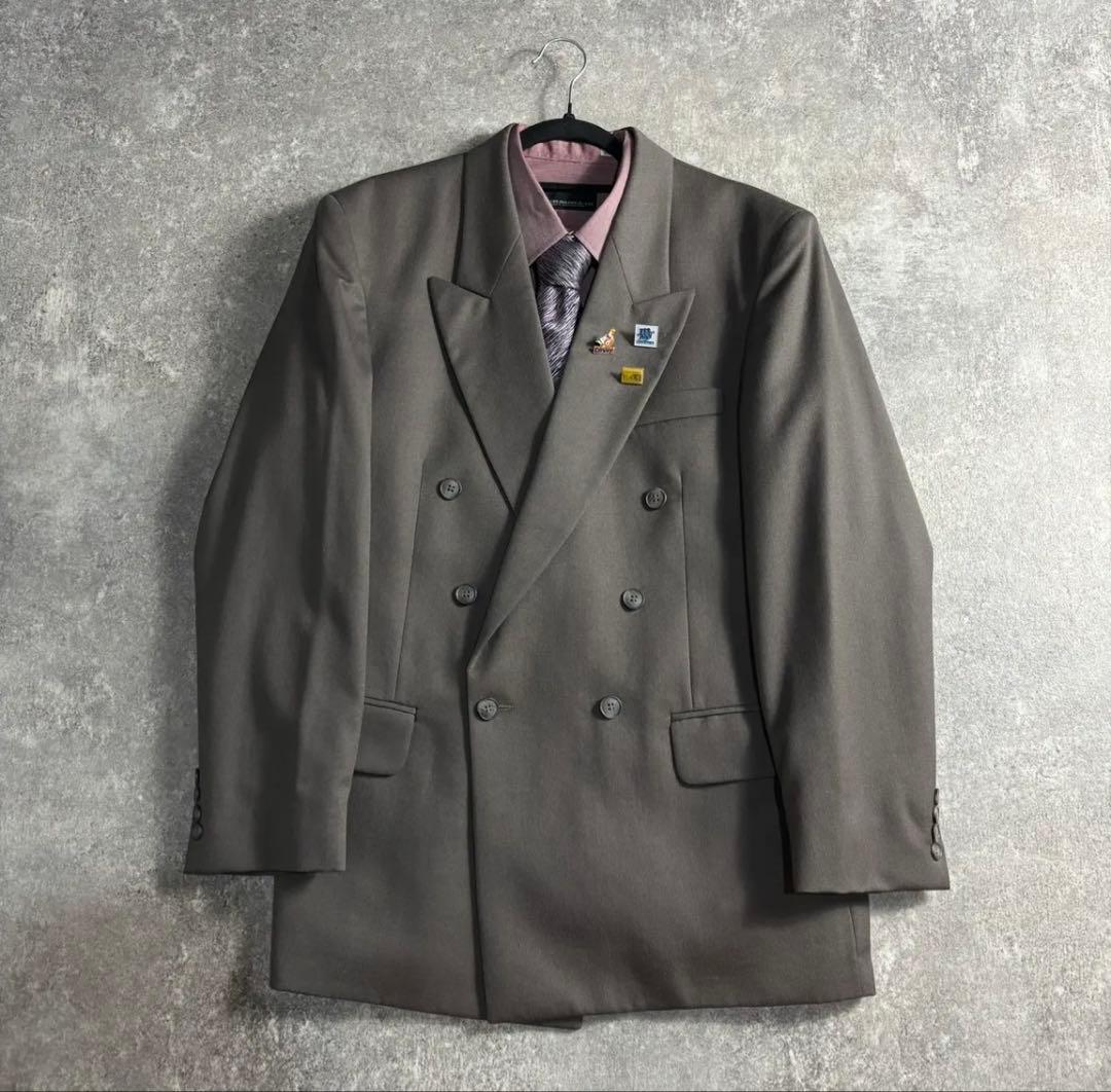 [vintage] Setup double suit smoky gray finest wool