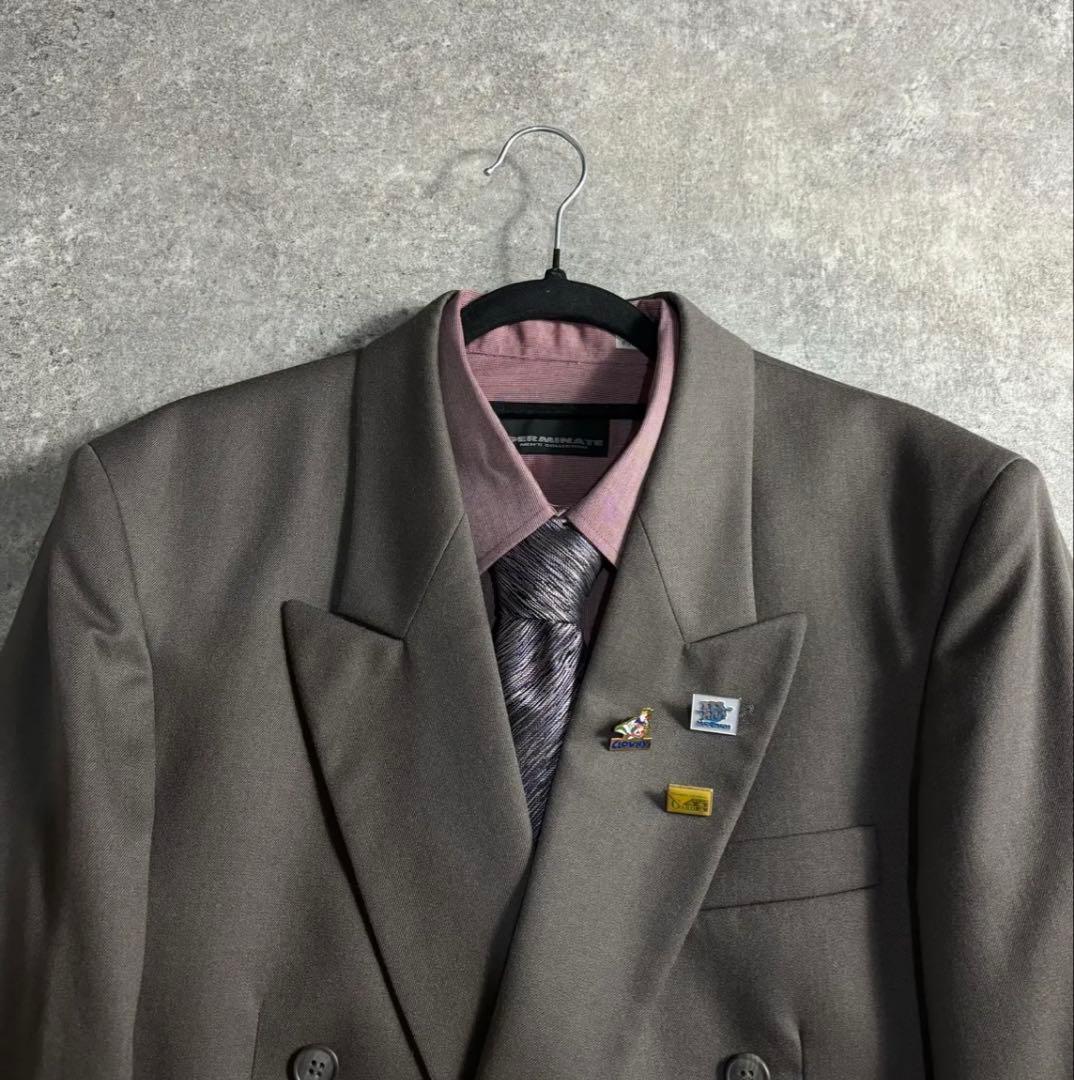 [vintage] Setup double suit smoky gray finest wool