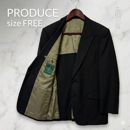 Vintage High Quality Wool Suit Setup Two Tuck Masaki Suda Black L Equivalent