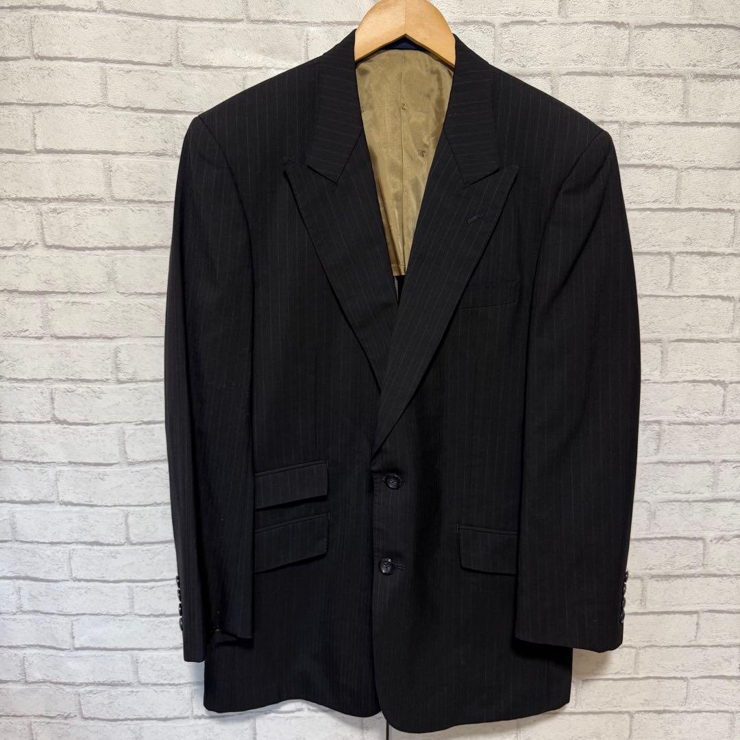 Vintage High Quality Wool Suit Setup Two Tuck Masaki Suda Black L Equivalent