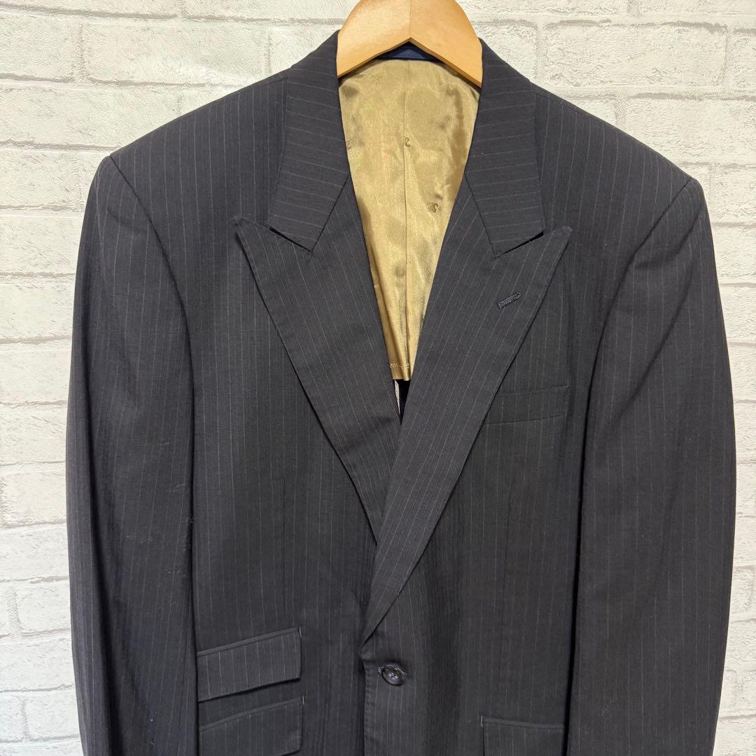 Vintage High Quality Wool Suit Setup Two Tuck Masaki Suda Black L Equivalent