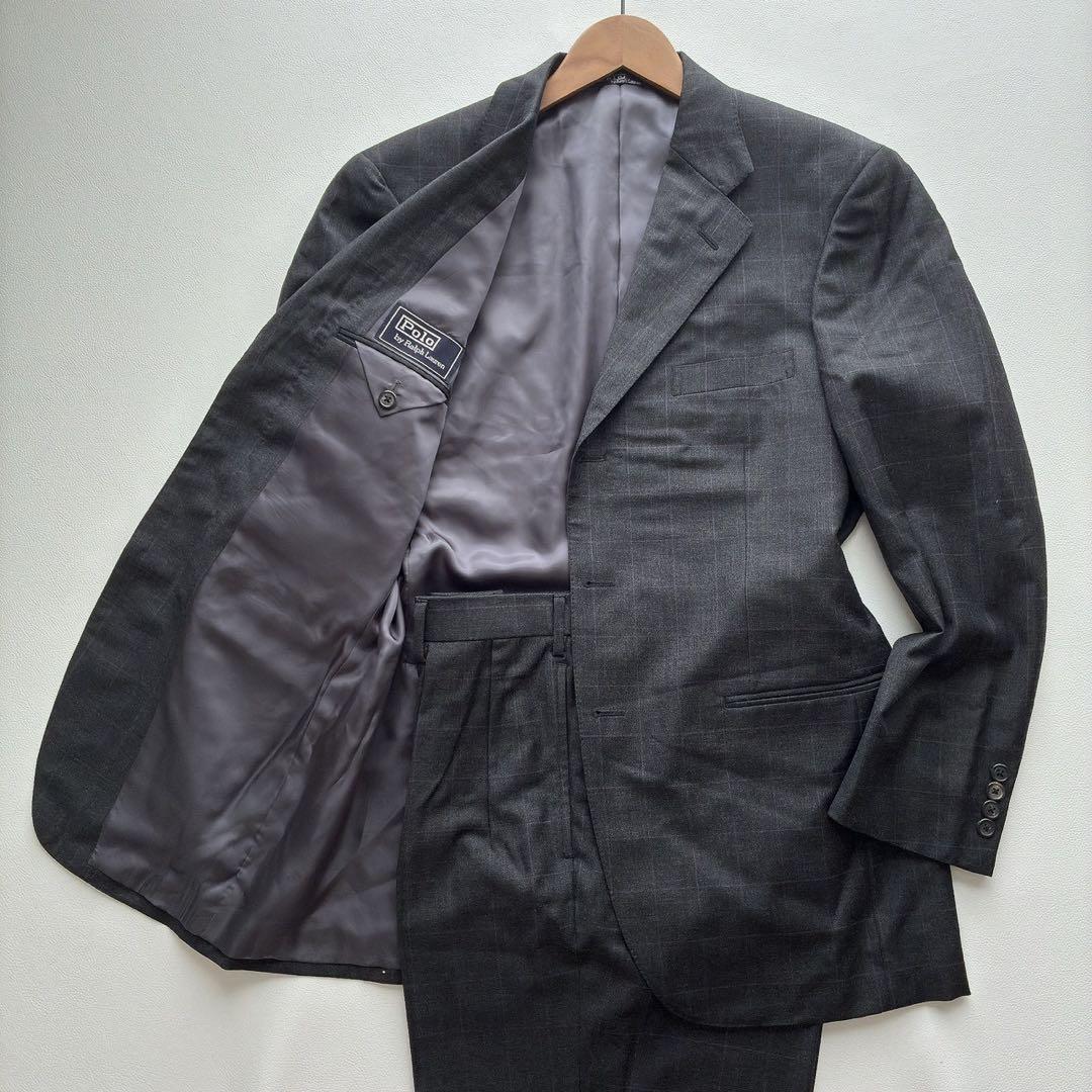 Good condition 90s AB7 size Polo Ralph Lauren triangle tag suit 2 tucks