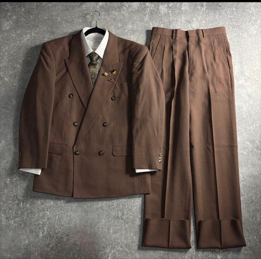 [vintage] Setup double suit brown dead stock