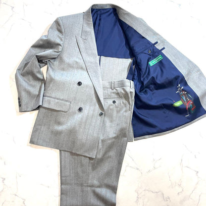 Gianni Valentino Herringbone Double Setup Gray Large Size