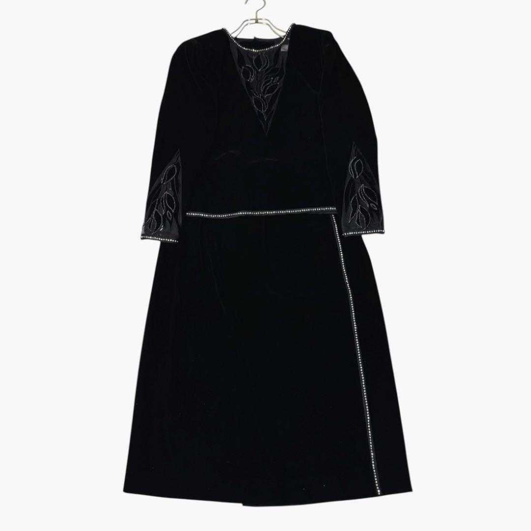 Vintage Velvet Setup Skirt Silk Embroidery Black