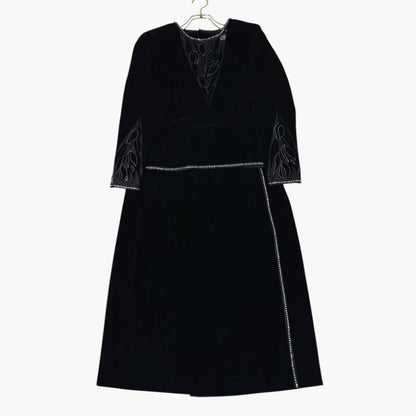 Vintage Velvet Setup Skirt Silk Embroidery Black