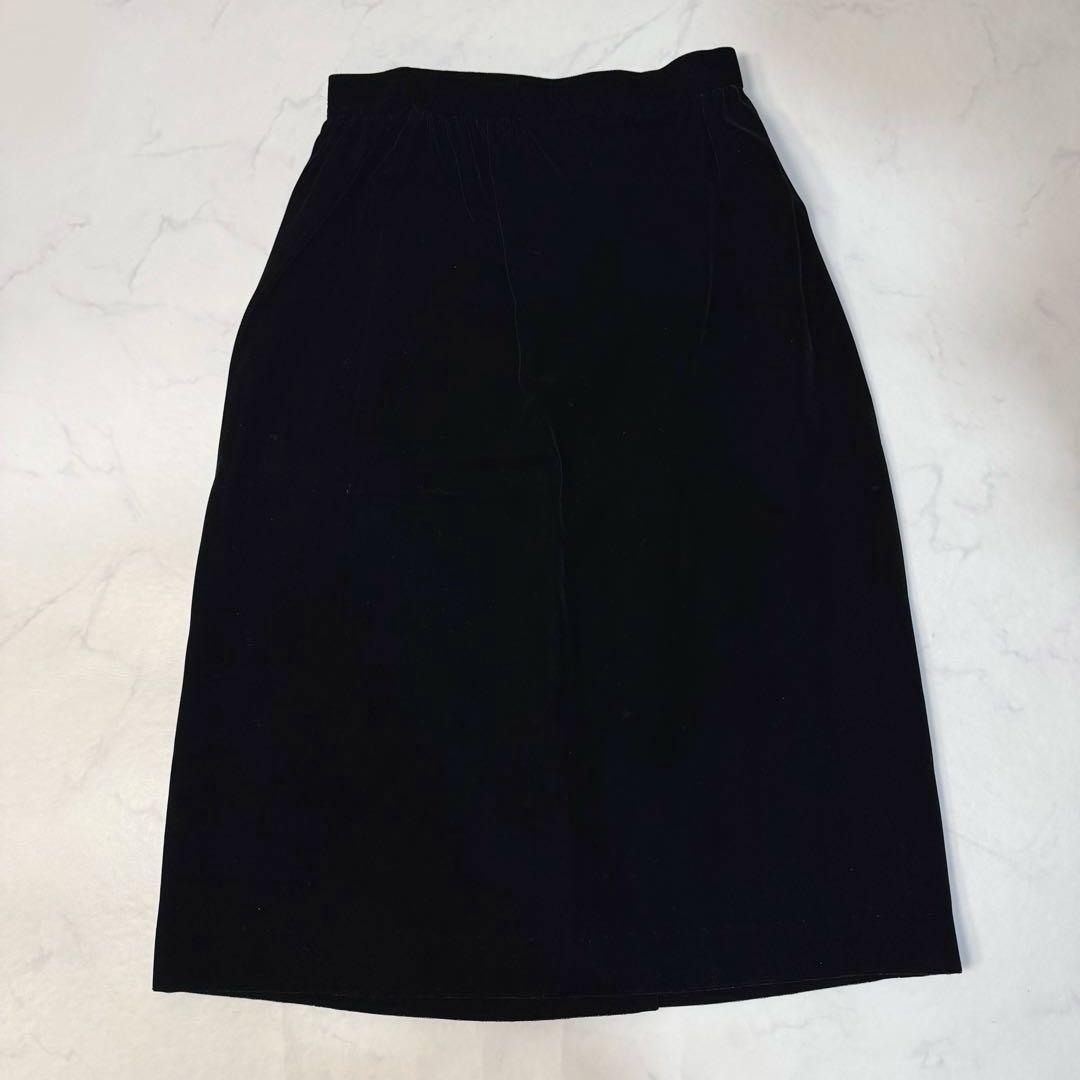 Vintage Velvet Setup Skirt Silk Embroidery Black