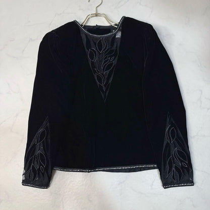 Vintage Velvet Setup Skirt Silk Embroidery Black