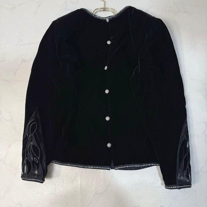 Vintage Velvet Setup Skirt Silk Embroidery Black