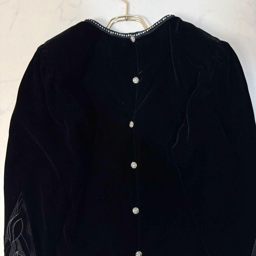 Vintage Velvet Setup Skirt Silk Embroidery Black