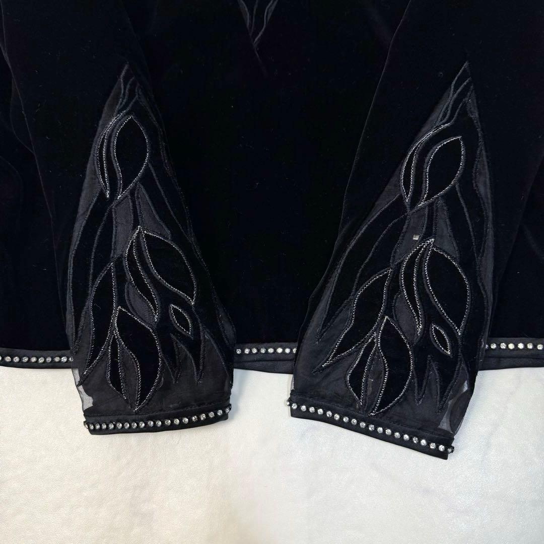 Vintage Velvet Setup Skirt Silk Embroidery Black