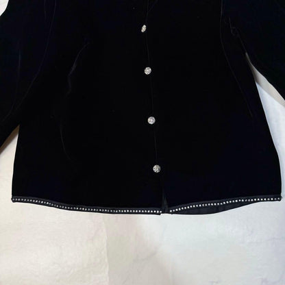 Vintage Velvet Setup Skirt Silk Embroidery Black