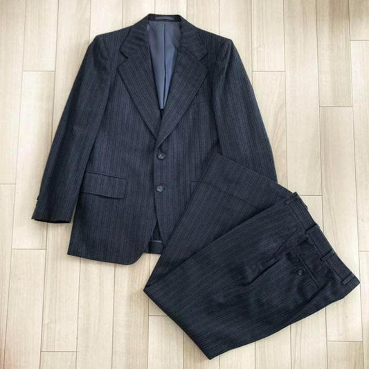 Vintage Retro Old Clothes Suit Setup Striped Charcoal Gray