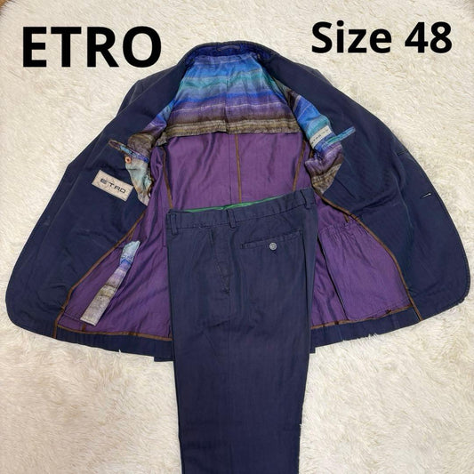 ETRO suit 48 (L equivalent) herringbone vintage processing rare