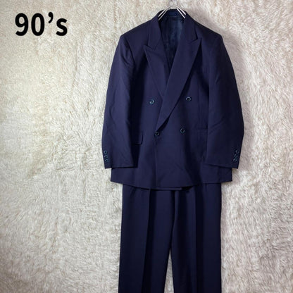 Good Condition 90s Double Setup Casual Suit Eggplant Navy Made in Japan M Equivalent