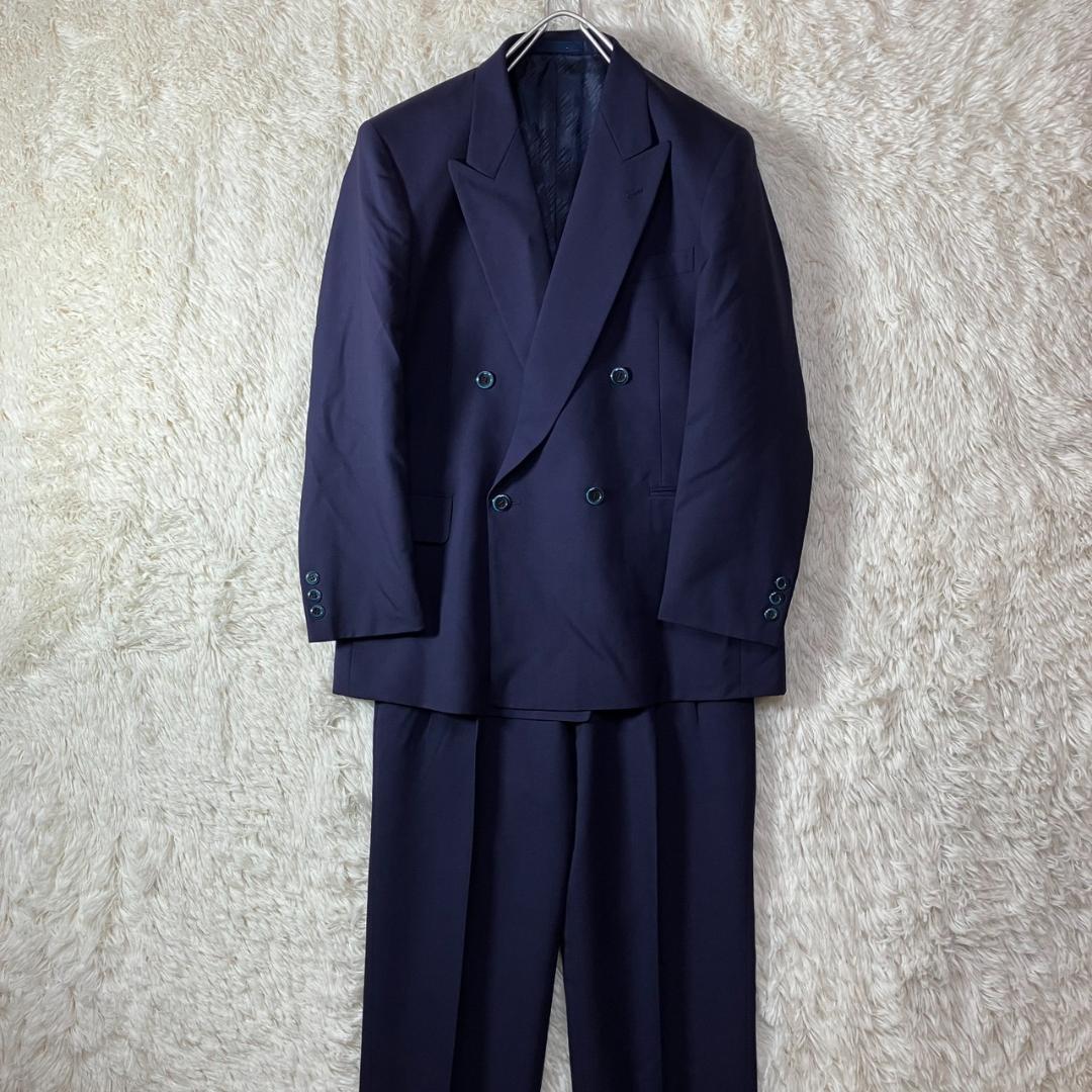 Good Condition 90s Double Setup Casual Suit Eggplant Navy Made in Japan M Equivalent