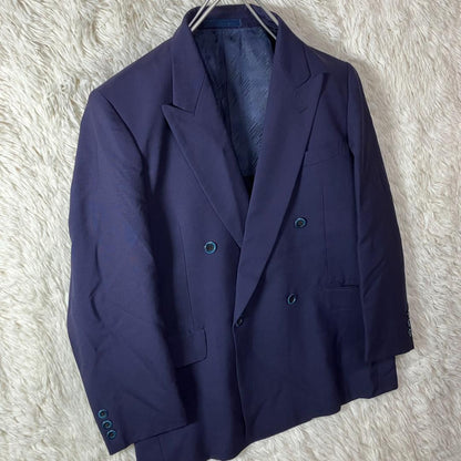 Good Condition 90s Double Setup Casual Suit Eggplant Navy Made in Japan M Equivalent