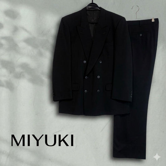 Miyuki/Double Suit Black Made in Japan 100 Wool Setup M-L Unlined