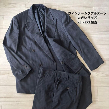 [Italian Fabric] Summer Double Suit Setup Striped Large Unlined