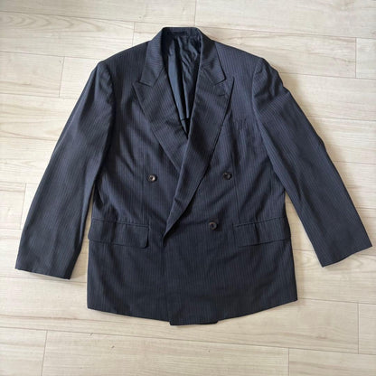 [Italian Fabric] Summer Double Suit Setup Striped Large Unlined