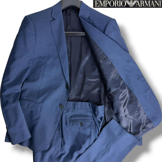 Unused Emporio Armani M LINE Glenplaid pattern suit navy 50