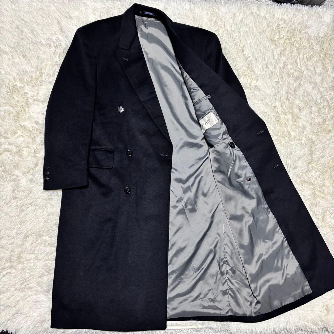 Very good condition [PLESSO] Wool maxi length double chester coat dark blue M