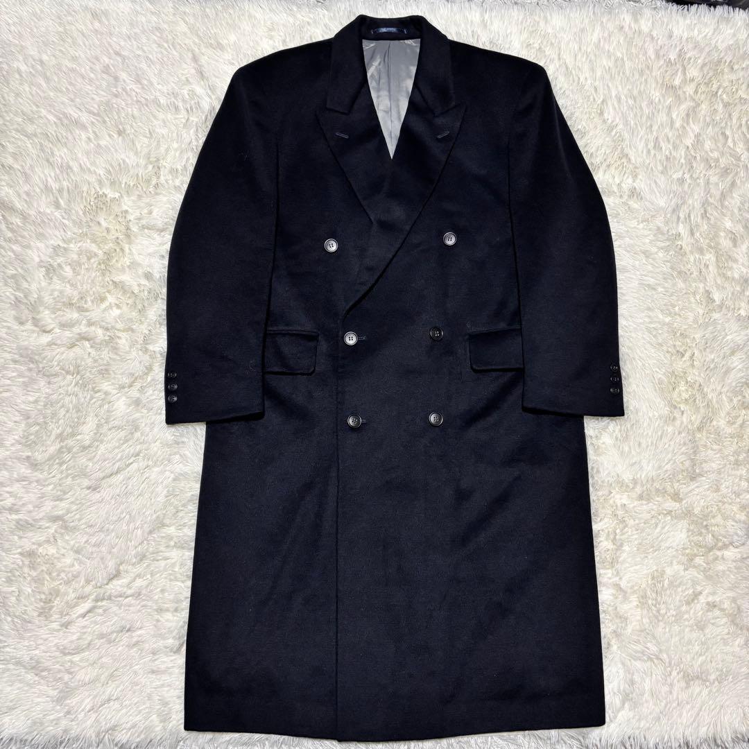 Very good condition [PLESSO] Wool maxi length double chester coat dark blue M