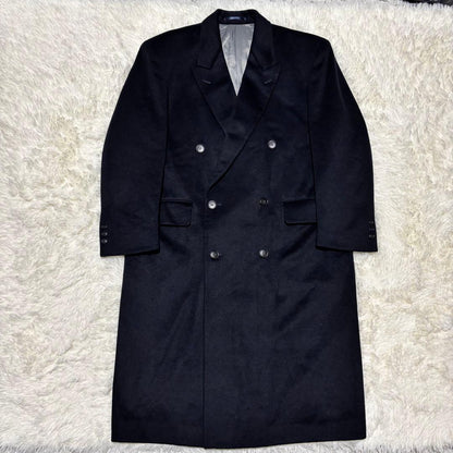 Very good condition [PLESSO] Wool maxi length double chester coat dark blue M