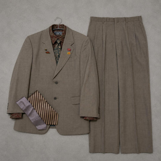 [4-piece set] Vintage setup beige shirt tie pins