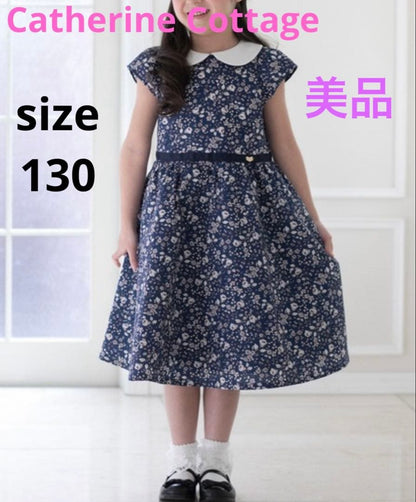 [Catherine Cottage] Beautiful item Floral pattern white collar dress 130