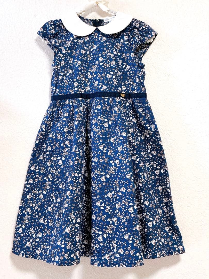 [Catherine Cottage] Beautiful item Floral pattern white collar dress 130