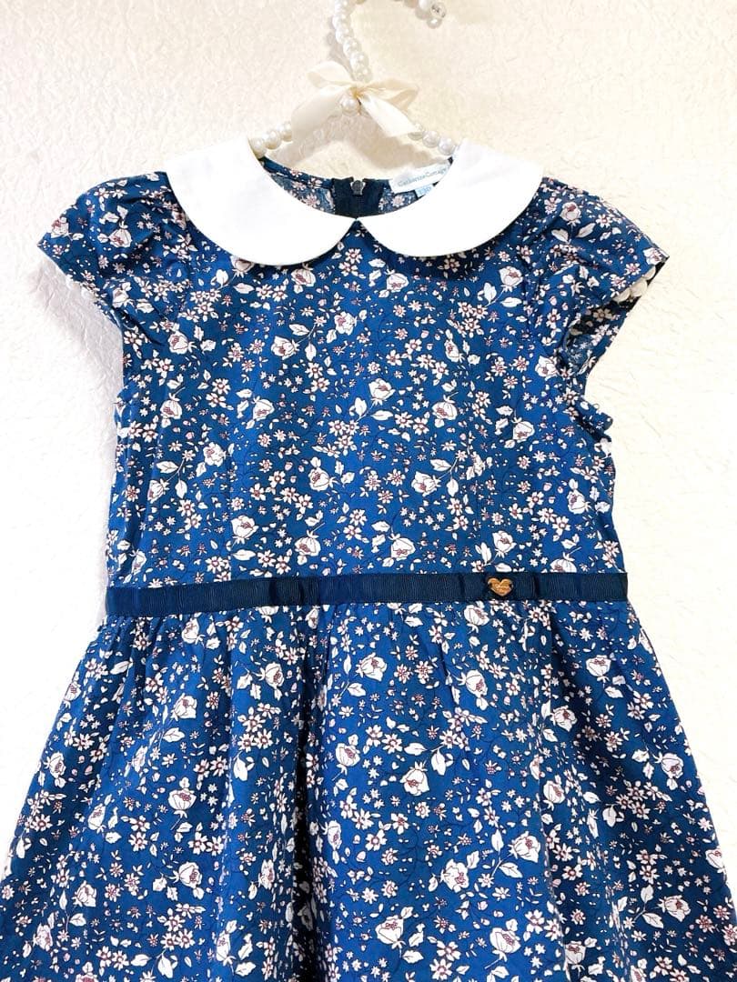 [Catherine Cottage] Beautiful item Floral pattern white collar dress 130