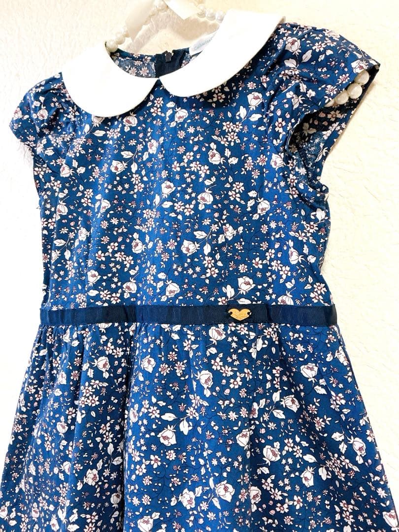 [Catherine Cottage] Beautiful item Floral pattern white collar dress 130