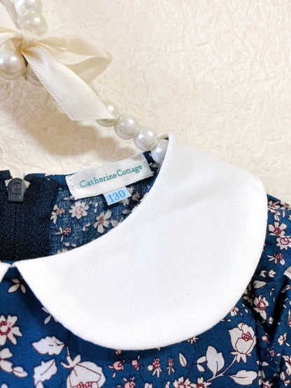 [Catherine Cottage] Beautiful item Floral pattern white collar dress 130