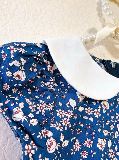 [Catherine Cottage] Beautiful item Floral pattern white collar dress 130