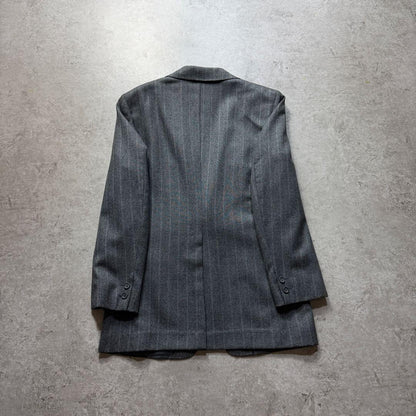 Men's Vintage Gray Striped Three-piece Setup Suit M
