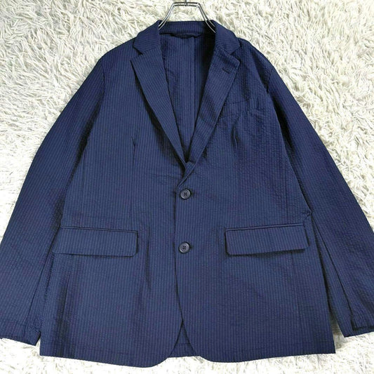 Very good condition Takeokikuchi TK washable seersucker tailored jacket navy