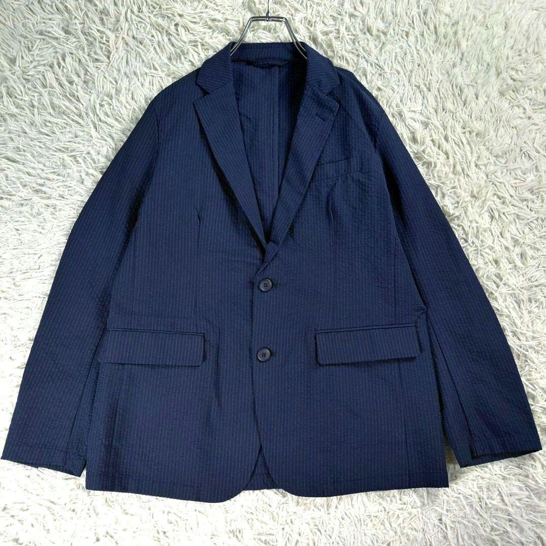 Very good condition Takeokikuchi TK washable seersucker tailored jacket navy