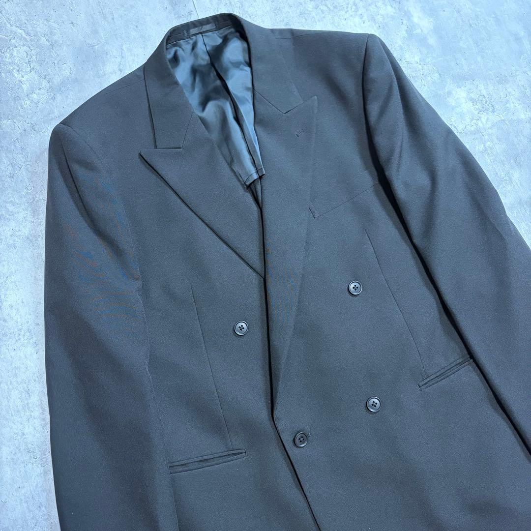 Good condition double breasted setup suit black adjuster tuck 180